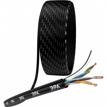 Кабель витая пара ЭРА U/UTP CAT5E 4x2x24 AWG CU PE + ТРОС OUTDOOR 305 м